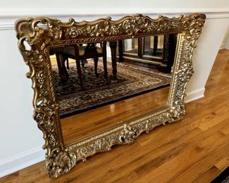 Wall Mirror In Elaborate Molded Gold Frame