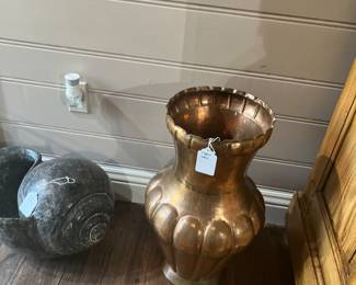 Copper vase and decorative ball