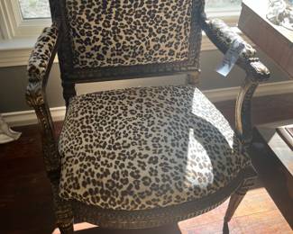 Leather upholstered gold decorator chair
