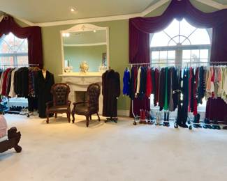 Lots of great ladies and mens clothing including vtg ladies clothing including fur coats and mens suits, coats, dress shirts, and more!