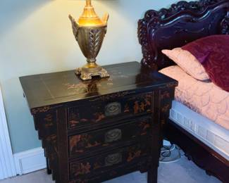 Asian inspired hand painted side table 