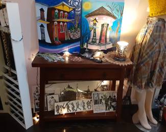 TABLE AND ART BY LOCAL ARTISTS