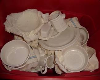 set of white dishes