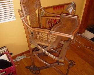 side of the chair's rollers