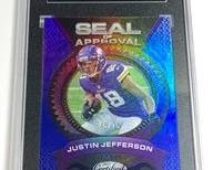 45/75!! 2021 PANINI CERTIFIED SA-7 JUSTIN JEFFERSON SEAL OF APPROVAL MIRROR BLUE RC GRADED SGC MINT 9.5