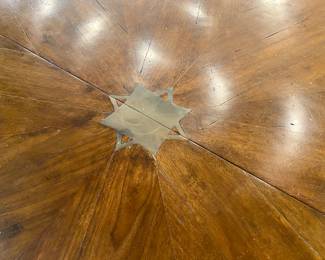 Now $1250 - Was $2500 Barbara Barry custom brass inlaid round dining table  60" plus two 22" leaves                       