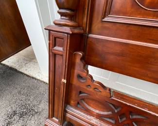 Now $150 - Was $300 Carved inlaid queen bed           80"h x 67"w