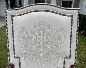  $800 Pr. Henredon carved throne chairs with nailhead trim         46"h x 23"w x 26"d 