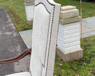  $800 Pr. Henredon carved throne chairs with nailhead trim         46"h x 23"w x 26"d 