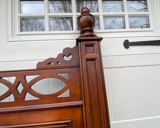 Now $150 - Was $300 Carved inlaid queen bed           80"h x 67"w