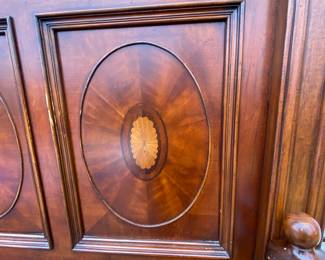 Now $150 - Was $300 Carved inlaid queen bed           80"h x 67"w