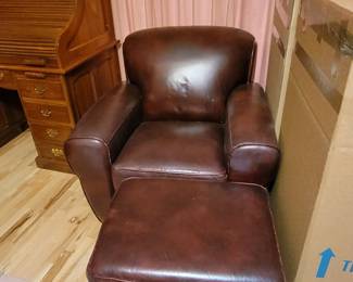Leather chair and ottoman 