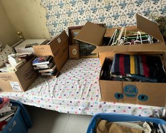 Twin bed
Name brand wool sweaters- some with tags