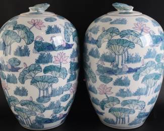 Lot 9649 Pair of Porcelain Ginger Jars