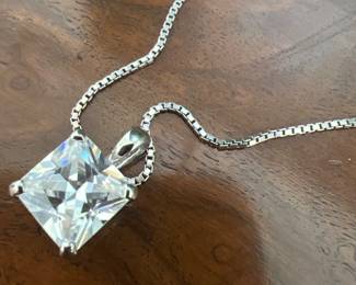 Lot 7443 Sterling Rhinestone Pendant Necklace