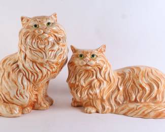 Lot 8162 Pair of Large Vintage Ceramic Cats