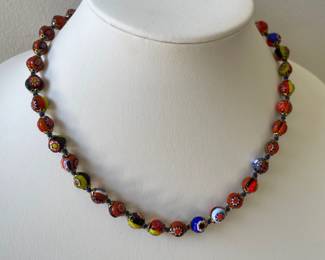 Lot 7420 Murano Millefiori Venetian Glass Beaded Necklace