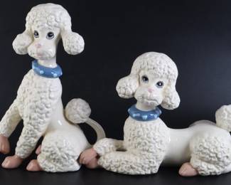 Lot 9652 Lot of 2 Ceramic Poodle Figurines