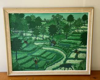 Lot 9639 Tropical Bali Farming Acrylic Painting  Art