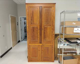 Lot 9681 Tall Wooden Pine Rustic Storage Cabinet