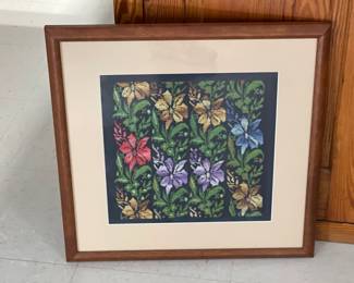 Lot 9633 Cross Stitch Flowers on Black Background