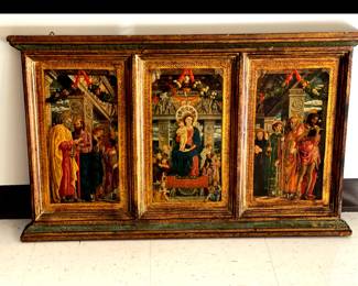 Lot 9636 Antique Religious Tryptych Madonna in Trono e Santi