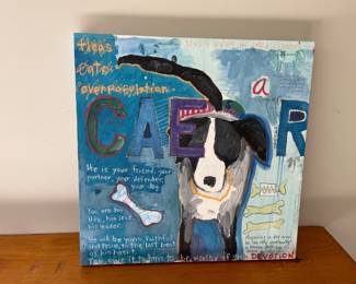 Lot 9727 Jones Original Mixed Media Dog Art