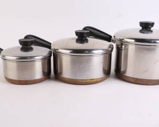 Lot 9920 Lot of 3 Revere Ware  Cooking Pots 3qt 2qt  1qt
