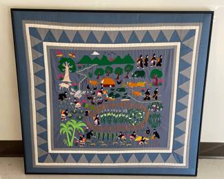 Lot 9634 Hmong Embroidered Story Cloth  Village Scene