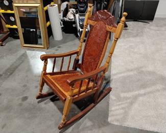 Lot 9684 Tooled Leather Rocking Chair  Horse Design