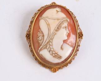 Lot 9933 K18 18K Gold Cameo Brooch Pin