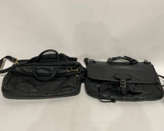 Lot 9737 Lot of 2 Black Leather Lap Top Bags