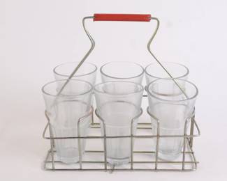 Lot 9706 Vintage Juice Glasses in Carrier Caddy
