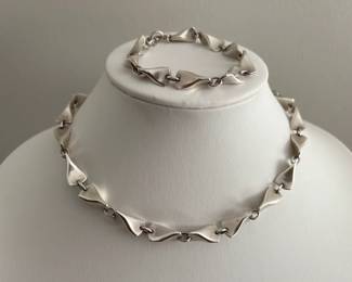 Lot 7434 Georg Jensen Sterling Denmark  Set of 2  Toggle Bracelet  Necklace