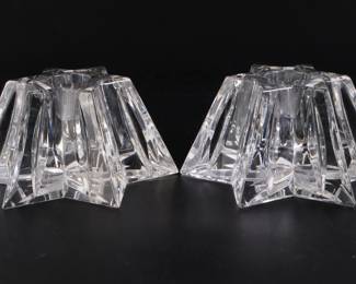 Lot 8160 Pair Waterford Crystal Glass  Star Shaped Candle Holders