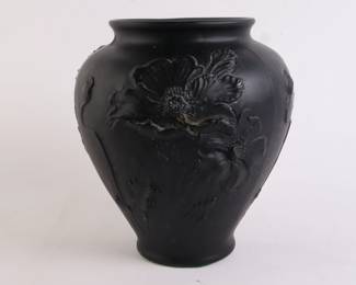 Lot 9662 Art Deco Black Tiffin Glass Floral Vase