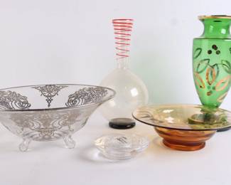 Lot 3705 Lot of Glass Decor  Vase  Bowl