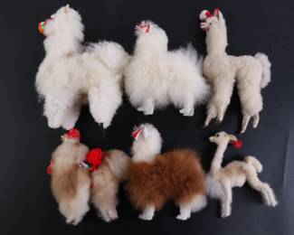 Lot 8157 Lot of 6 Llama Dolls w Fleece Fur