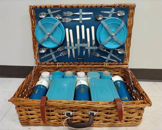 Lot 9627 Vintage England Sirram Wicker Picnic Basket
