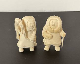 Inuit Carved Walrus Ivory Eskimo Figure - Initialed and Legal