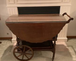 Victorian Mahogany Drop Leaf Tea cart