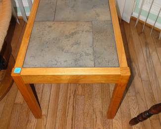 Solid wood and tile topped table