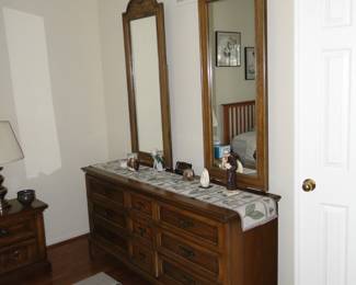 A complete bedroom set with all the matching vintage pieces