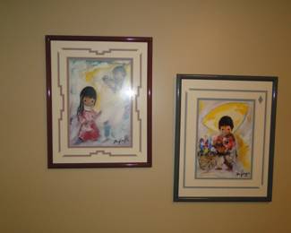 Fun Native American one of a kind chalk and watercolor pieces