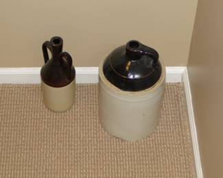 Crock jugs, these are the very rare hard to find ones, because of the unique shapes on the necks