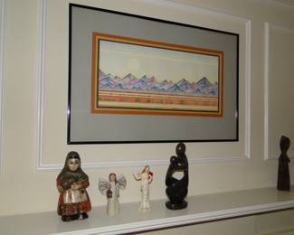 Many different art objects, and wonderful art decorates most walls