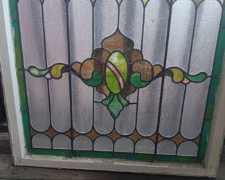 1890`s 33" x30" stain glass windows (2) recovered from house build in 1880 Woonsocket RI, Asking $425 each.
