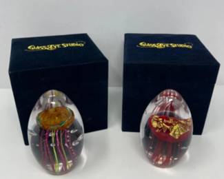Glass Eye Studio Sea Nettle & Golden ? Jellyfish Paperweights
