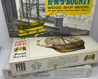 (3) Vintage NIB SEALED Wood & Plastic Ship Model Kits