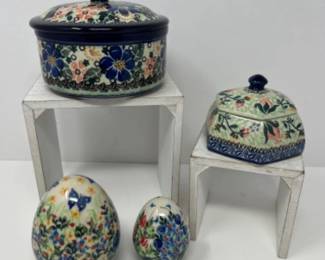 Polish Pottery - UNIKAT - Eggs & Lidded Trinket Dishes